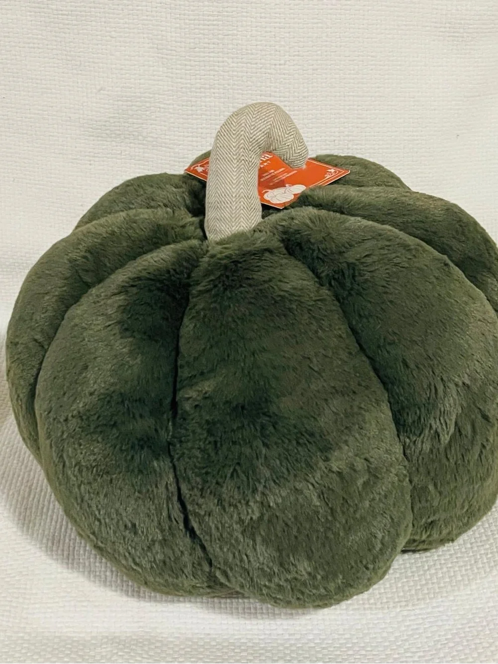 Martha Stewart Olive Green Velvet Pumpkin Pillow